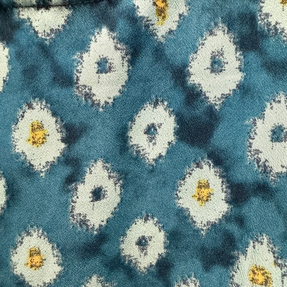 Lane Bryant 18/20 Teal Ikat Print Blouse | Flowy Short Sleeve Plus Size Top - Picture 4 of 7